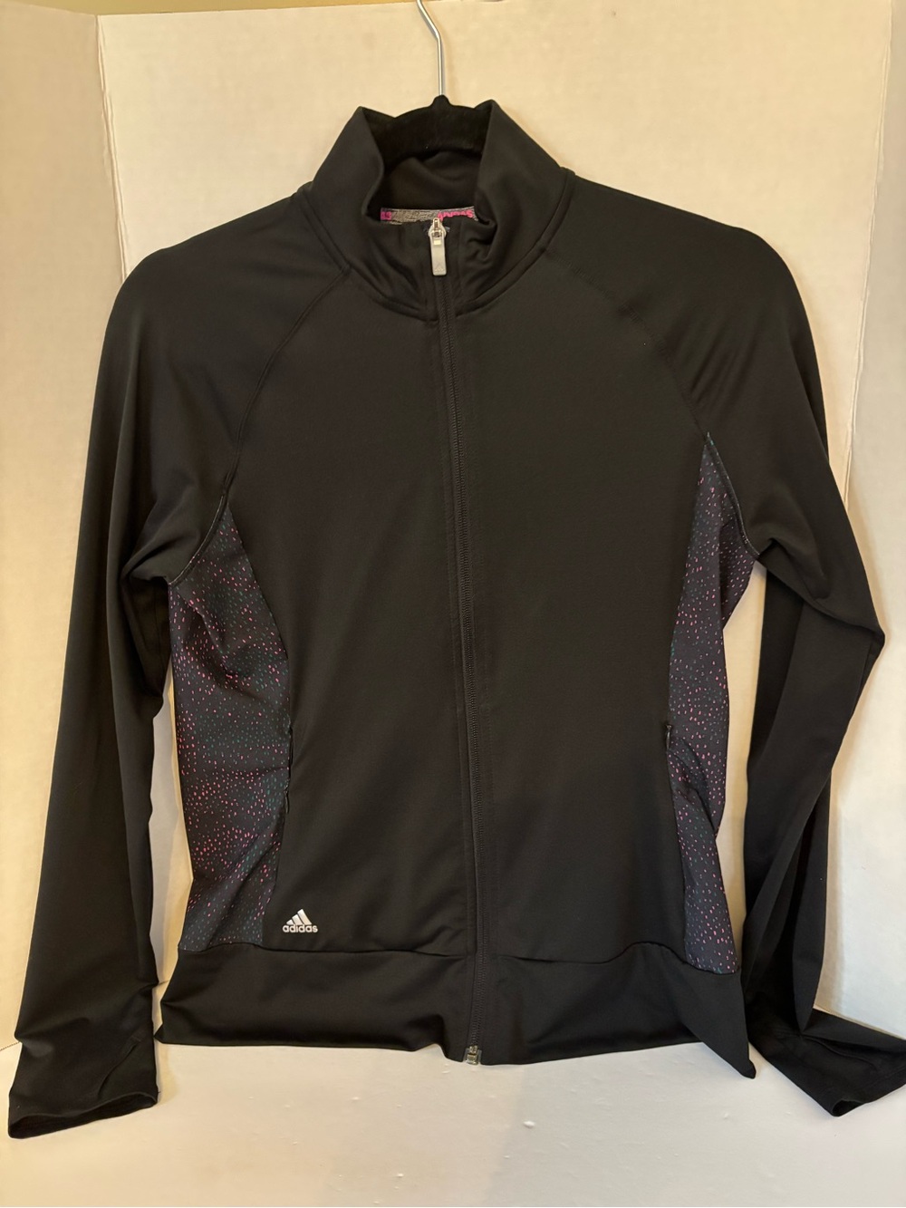 adidas Black Full-Zip Training Jacket with Speckled Side Panels